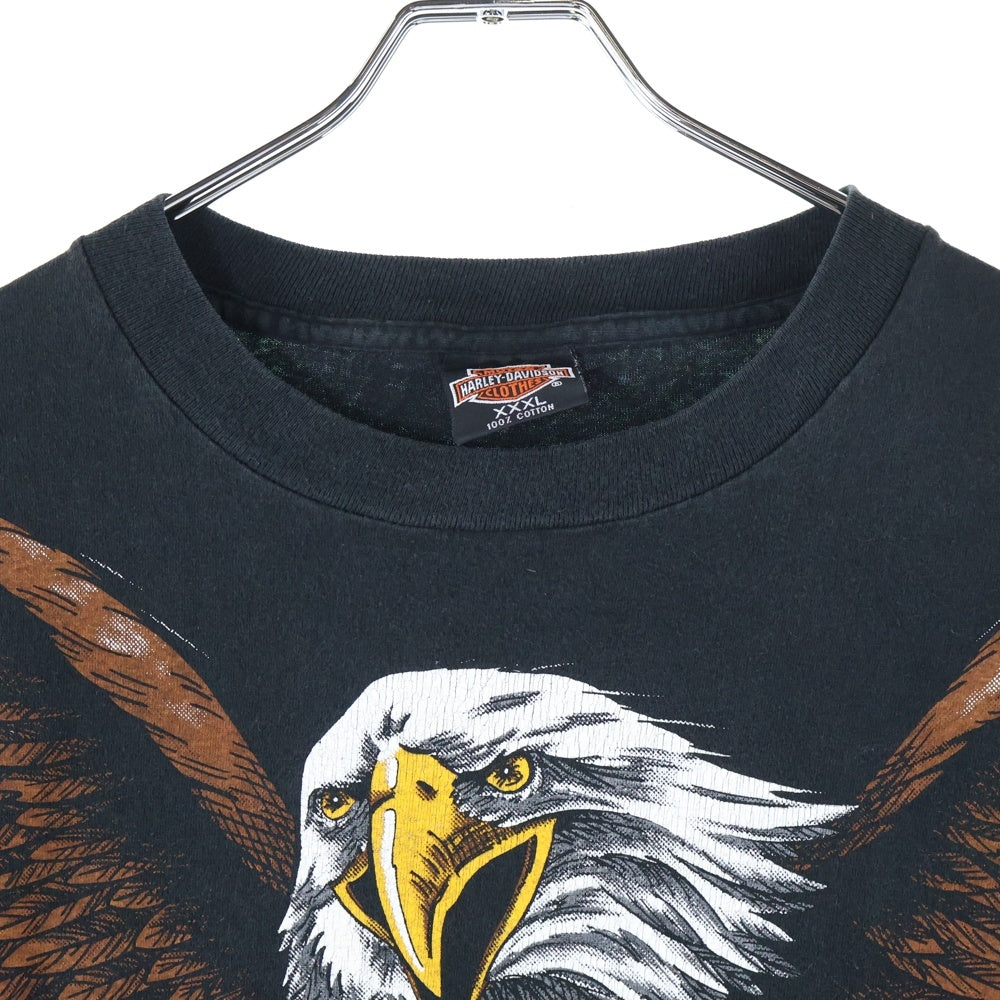 HARLEY DAVIDSON(ハーレーダビッドソン) 90s VINTAGE BARNETT EL PASO TEXAS LESA BLECHLE 1993 鷲 ワシ 両面プリント 半袖Tシャツ カットソー ブラック