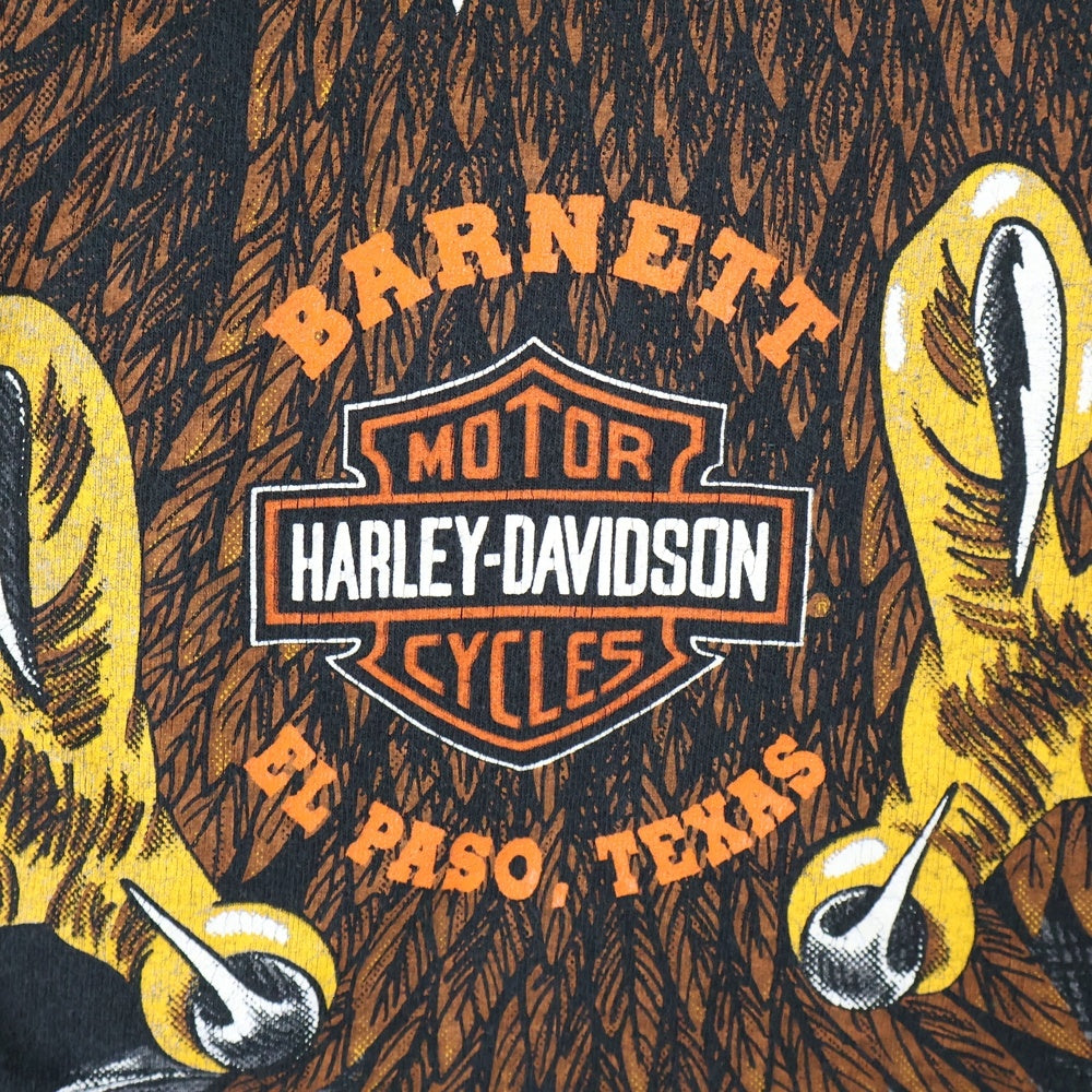 HARLEY DAVIDSON(ハーレーダビッドソン) 90s VINTAGE BARNETT EL PASO TEXAS LESA BLECHLE 1993 鷲 ワシ 両面プリント 半袖Tシャツ カットソー ブラック