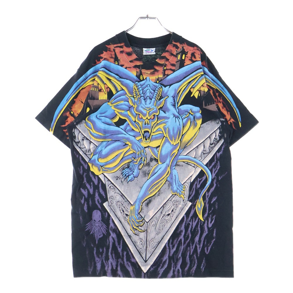 VINTAGE(ヴィンテージ) 90s GARGOYLE DRAGON LIQUID BLUE ガーゴイル ドラゴン リキッドブルー 半袖Tシャツ カットソー ブラック