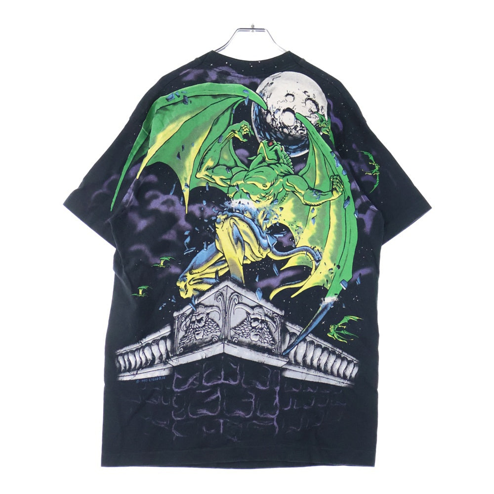 VINTAGE(ヴィンテージ) 90s GARGOYLE DRAGON LIQUID BLUE ガーゴイル ドラゴン リキッドブルー 半袖Tシャツ カットソー ブラック