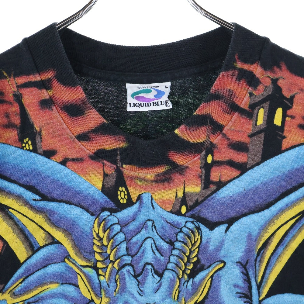 VINTAGE(ヴィンテージ) 90s GARGOYLE DRAGON LIQUID BLUE ガーゴイル ドラゴン リキッドブルー 半袖Tシャツ カットソー ブラック