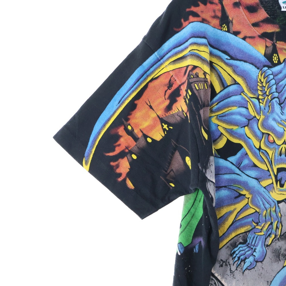 VINTAGE(ヴィンテージ) 90s GARGOYLE DRAGON LIQUID BLUE ガーゴイル ドラゴン リキッドブルー 半袖Tシャツ カットソー ブラック