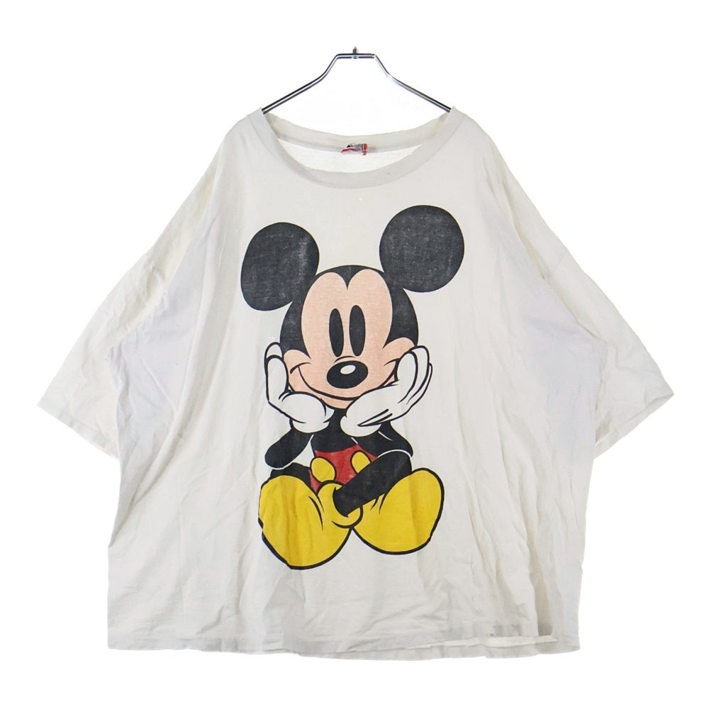 VINTAGE(ヴィンテージ) 90s DISNEY MICKEY ディズニー ミッキーフロントプリント お座り 半袖Tシャツ ホワイト