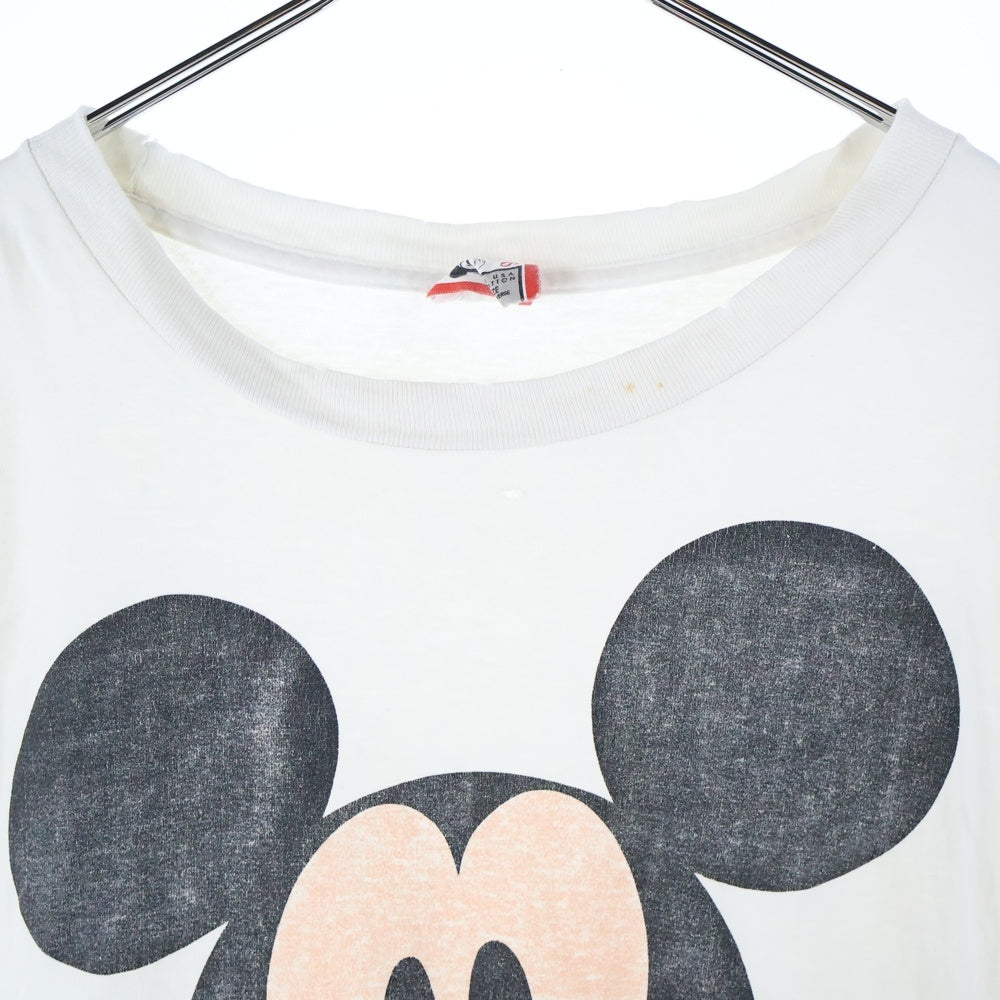 VINTAGE(ヴィンテージ) 90s DISNEY MICKEY ディズニー ミッキーフロントプリント お座り 半袖Tシャツ ホワイト