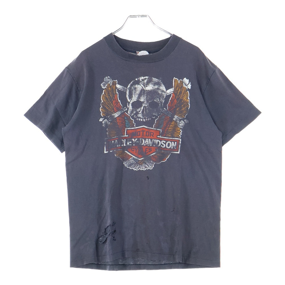 VINTAGE(ヴィンテージ) 80s HARLEY DAVIDSON BLOCKER ENTERPRISES PARRYVILLE ハーレーダビッドソン 両面プリント Tシャツ 半袖カットソー ブラック