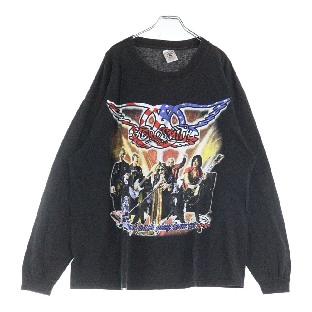 VINTAGE(ヴィンテージ) 00s AEROSMITH SORAYAMA JUST PUSH PLAY LS BOOTLEG エアロスミス 空山 両面プリント Tシャツ ロングスリーブ 長袖カットソーブラック