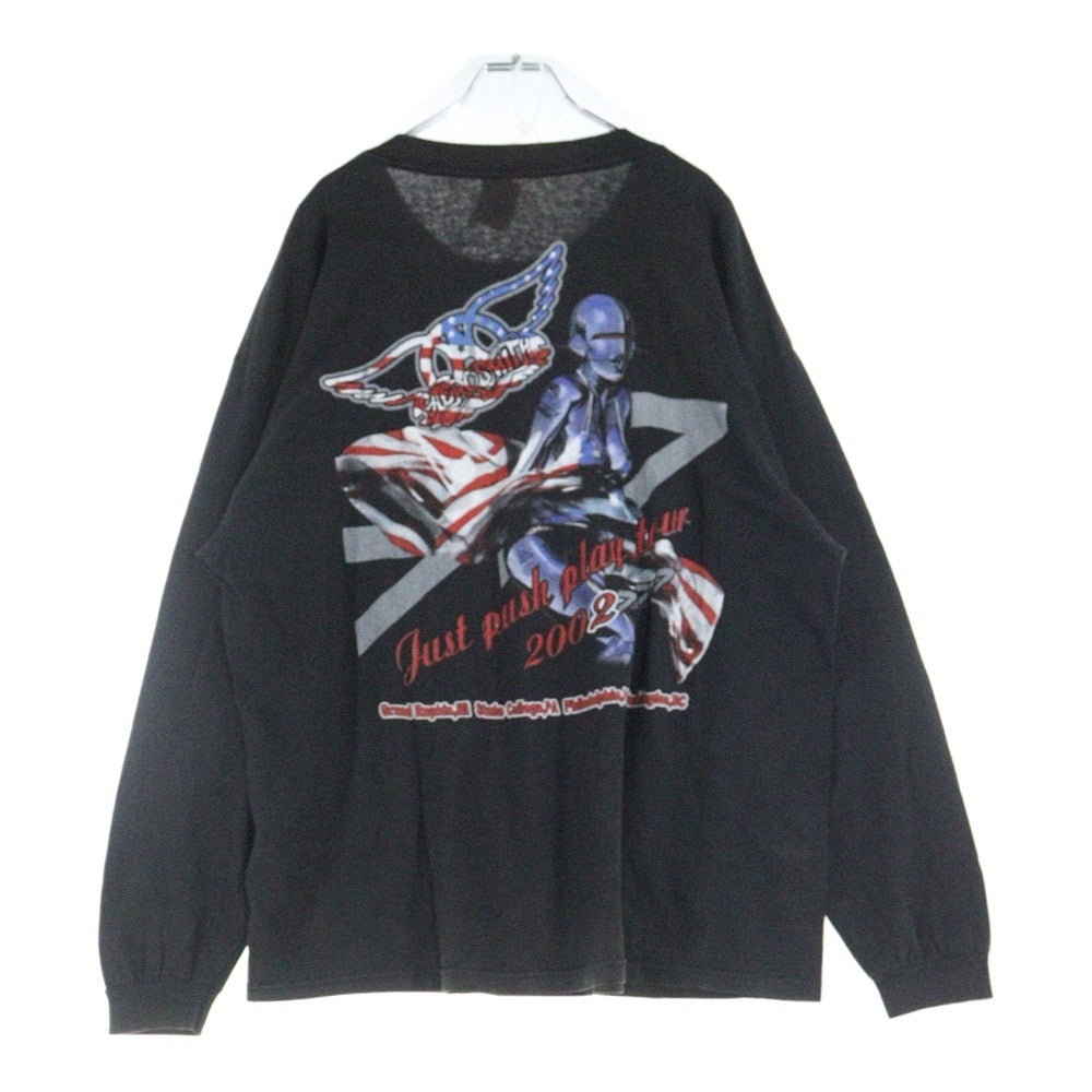 VINTAGE(ヴィンテージ) 00s AEROSMITH SORAYAMA JUST PUSH PLAY LS BOOTLEG エアロスミス 空山 両面プリント Tシャツ ロングスリーブ 長袖カットソーブラック