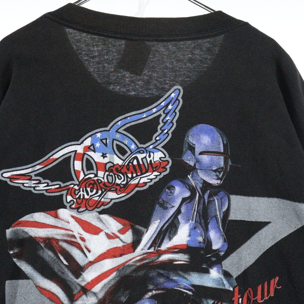 VINTAGE(ヴィンテージ) 00s AEROSMITH SORAYAMA JUST PUSH PLAY LS BOOTLEG エアロスミス 空山 両面プリント Tシャツ ロングスリーブ 長袖カットソーブラック