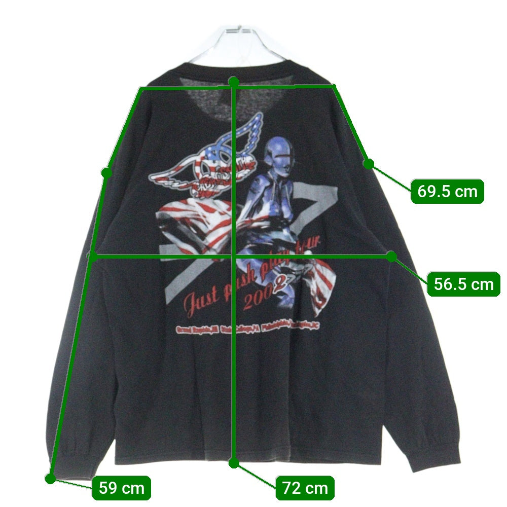 VINTAGE(ヴィンテージ) 00s AEROSMITH SORAYAMA JUST PUSH PLAY LS BOOTLEG エアロスミス 空山 両面プリント Tシャツ ロングスリーブ 長袖カットソーブラック