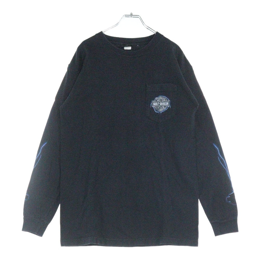 VINTAGE(ヴィンテージ) 00s HARLEY DAVIDSON ハーレーダビッドソン アームサンダープリント 両面プリント Tシャツ 長袖カットソー ブラック