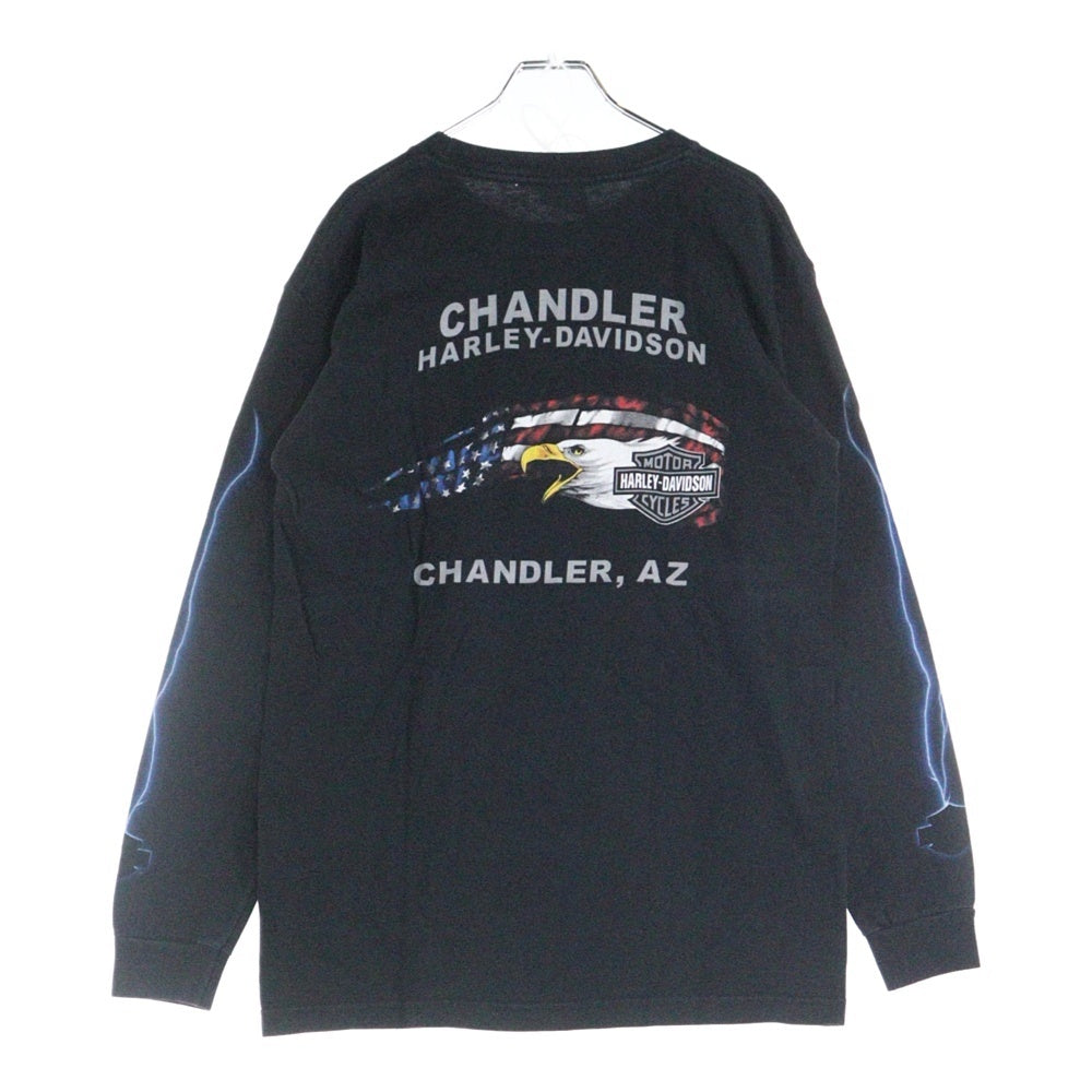 VINTAGE(ヴィンテージ) 00s HARLEY DAVIDSON ハーレーダビッドソン アームサンダープリント 両面プリント Tシャツ 長袖カットソー ブラック