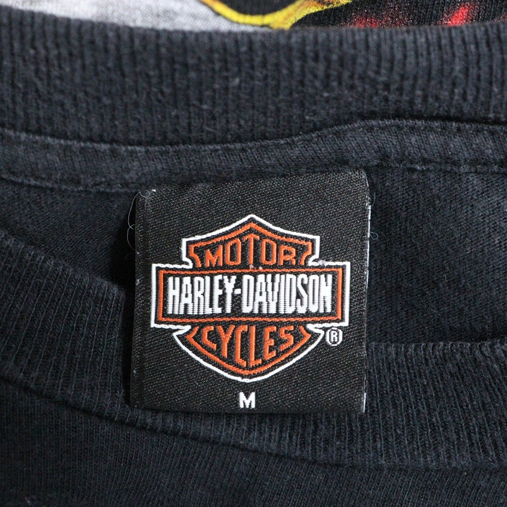 VINTAGE(ヴィンテージ) 00s HARLEY DAVIDSON ハーレーダビッドソン アームサンダープリント 両面プリント Tシャツ 長袖カットソー ブラック