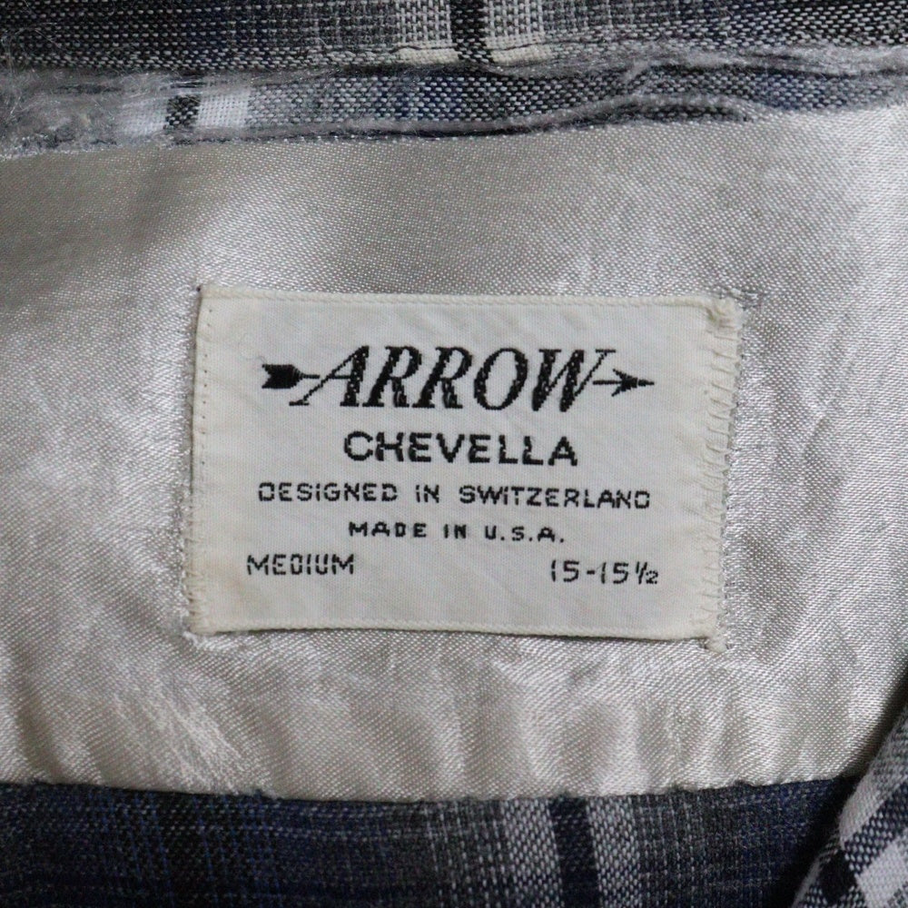 VINTAGE(ヴィンテージ) 50-60s ARROW CHEVELLA OMBRE CHECK SHIRT オンブレチェックシャツ ネイビー/ブラック