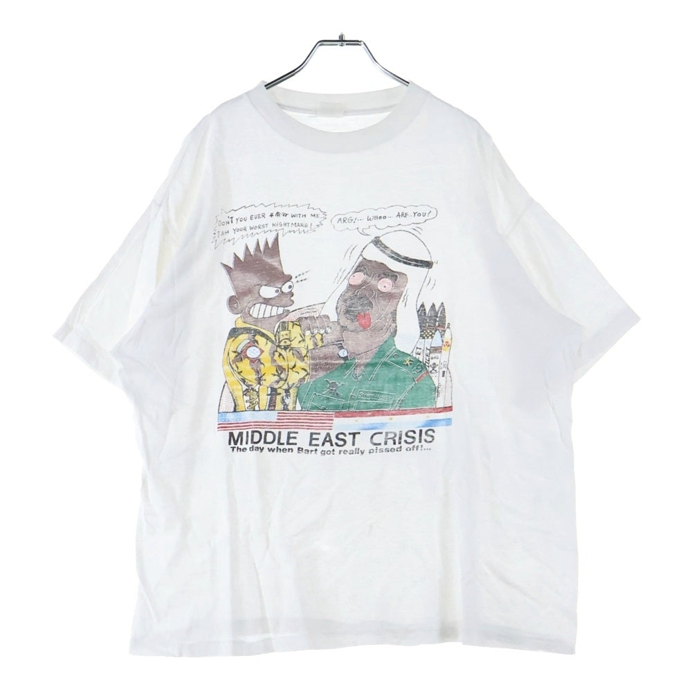 VINTAGE(ヴィンテージ) 90s Bootleg BART vs Hussein TEE フロントプリント半袖Tシャツ カットソー ホワイト