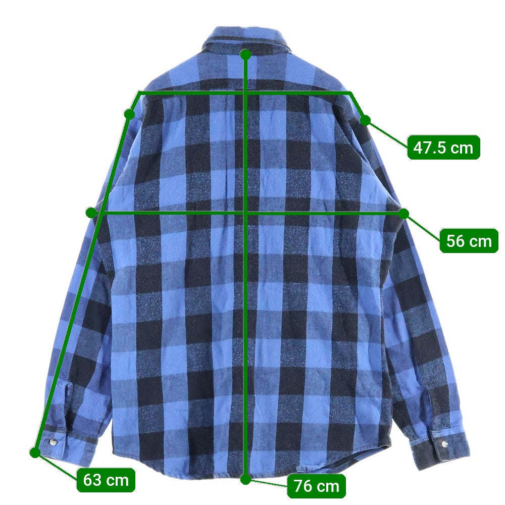 VINTAGE(ヴィンテージ) 80s FIVE BROTHERS ファイブブラザーズ ブロック チェック 長袖 シャツ ブルー