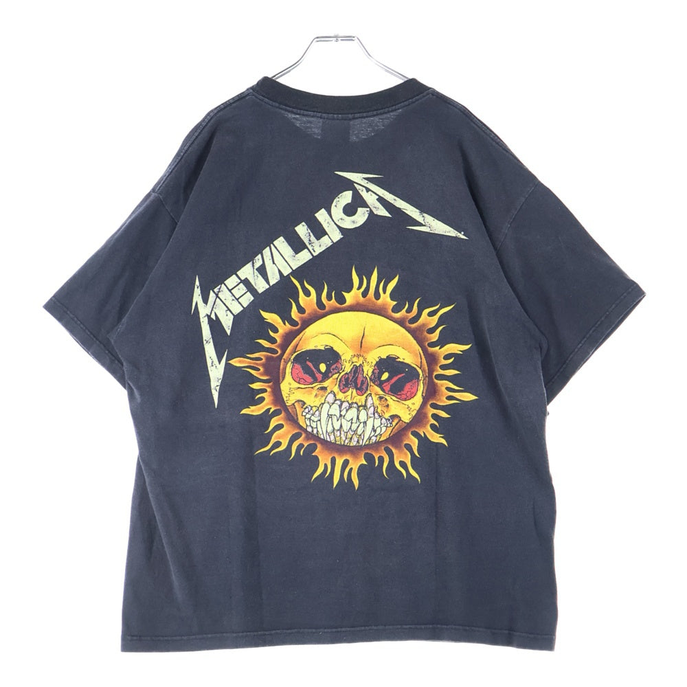 VINTAGE(ヴィンテージ) 90s VINTAGE METALLICA PUSHEAD BAND FLAME SKULL メタリカ パスヘッド フレイムスカルプリント半袖Tシャツ カットソー ブラック