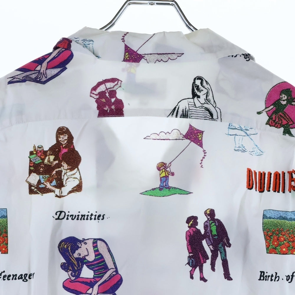 BoTT(ボット) ×DIVINITIES 総柄 コットン オープンカラー 半袖 シャツ ホワイト