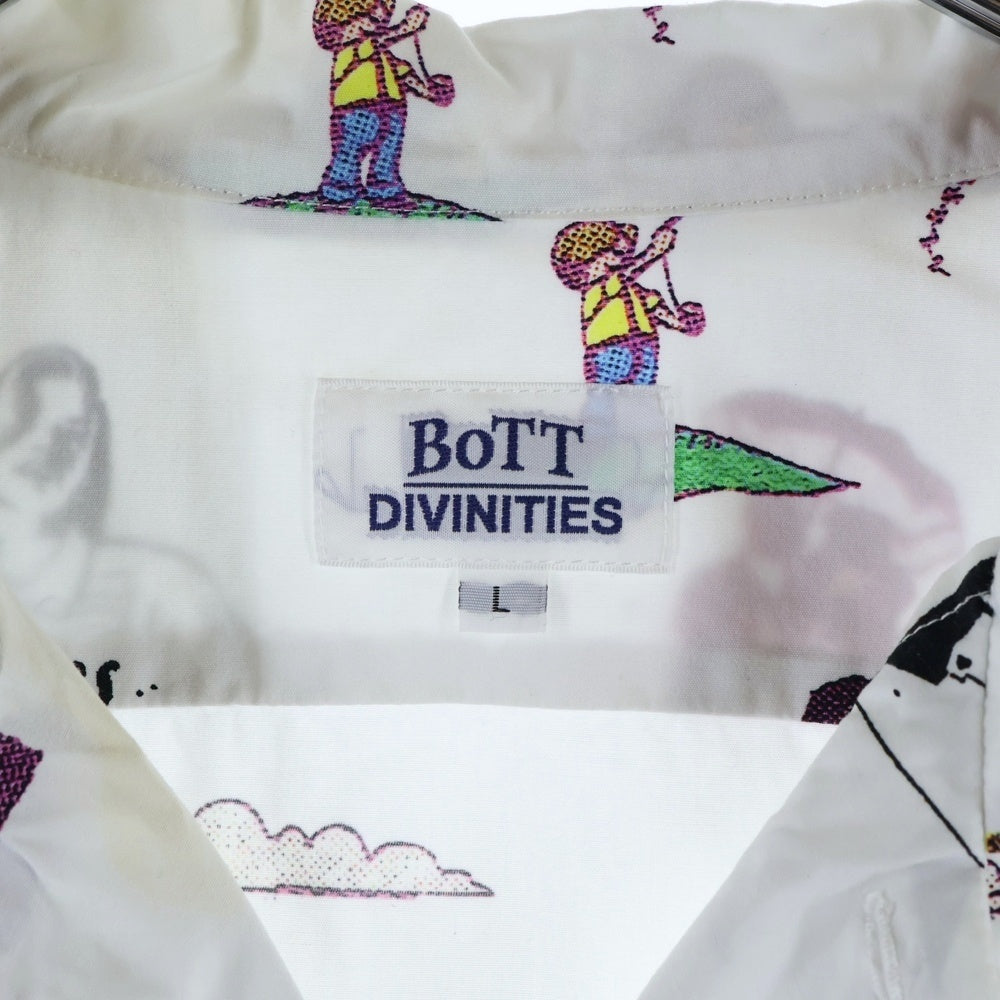 BoTT(ボット) ×DIVINITIES 総柄 コットン オープンカラー 半袖 シャツ ホワイト