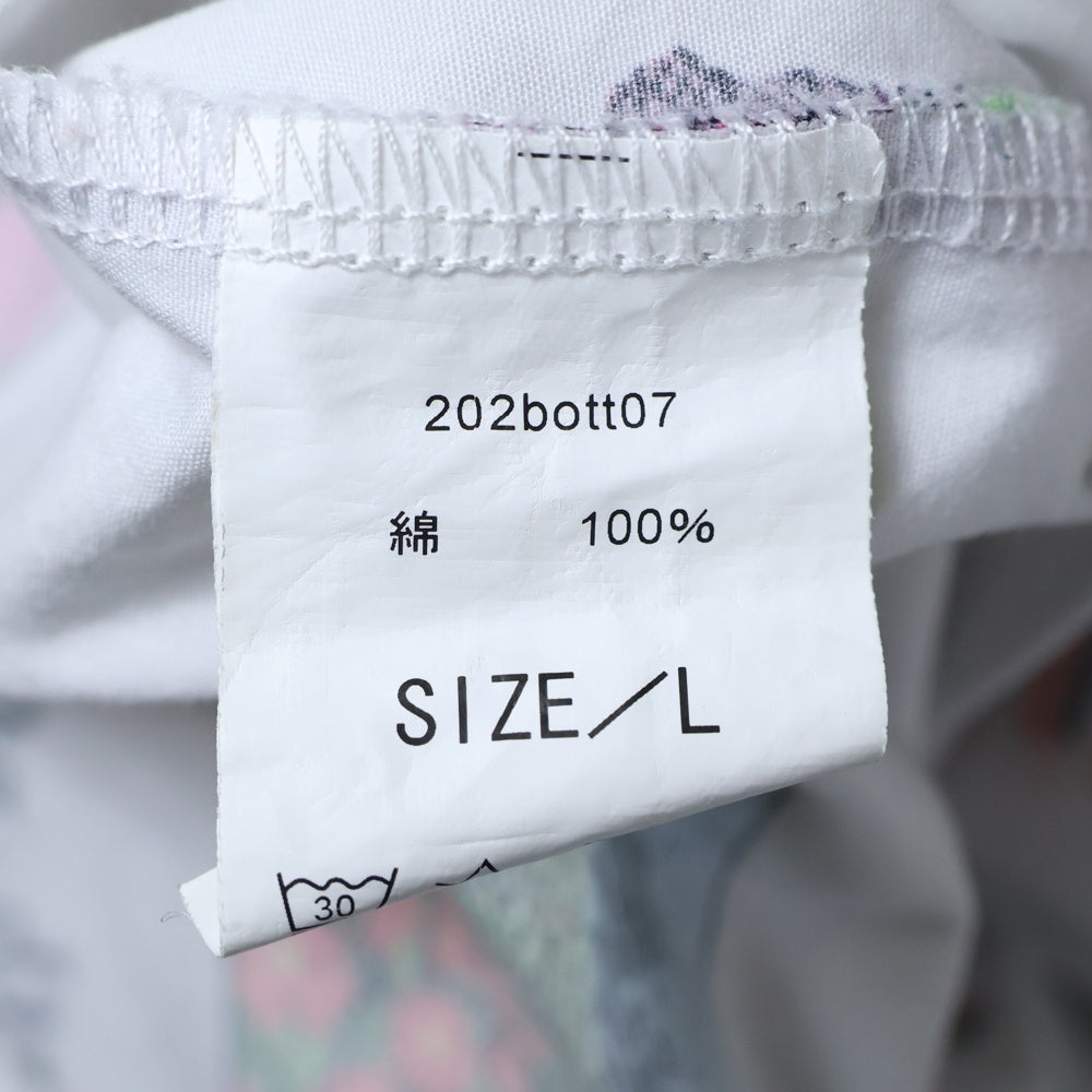 BoTT(ボット) ×DIVINITIES 総柄 コットン オープンカラー 半袖 シャツ ホワイト