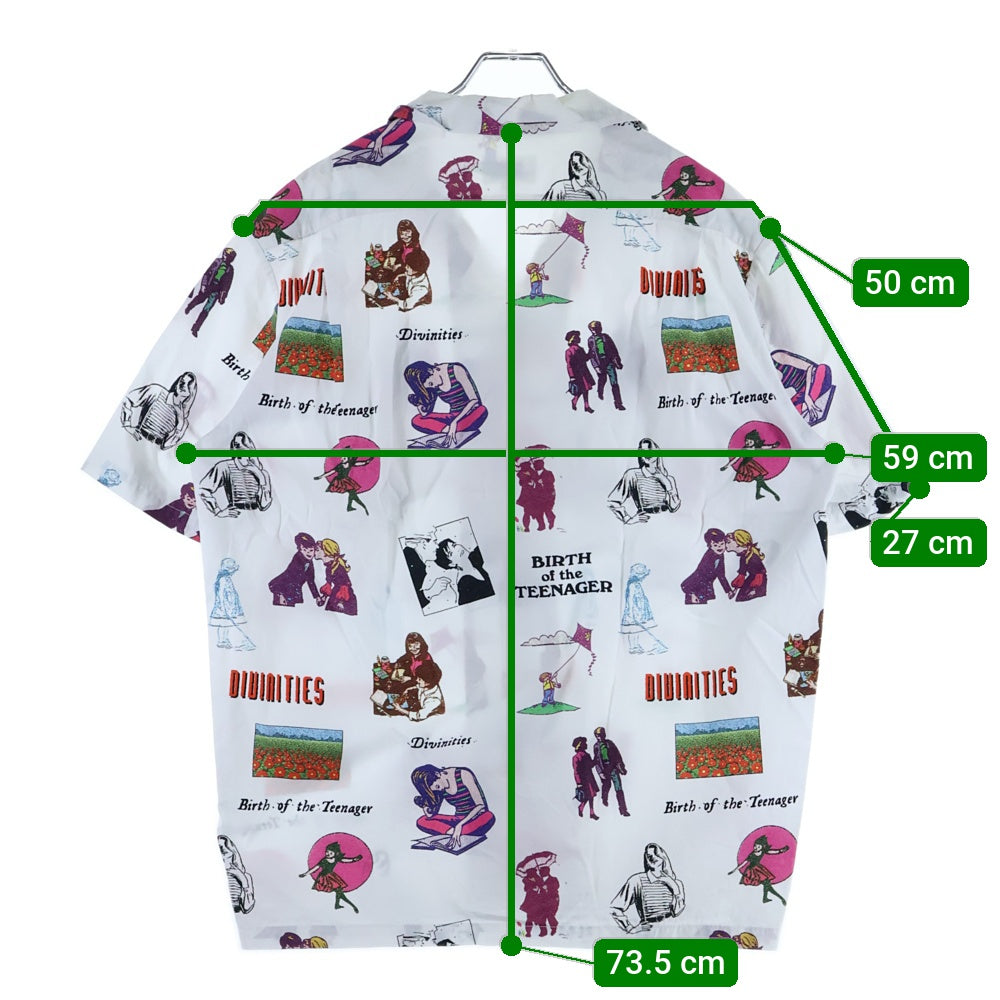 BoTT(ボット) ×DIVINITIES 総柄 コットン オープンカラー 半袖 シャツ ホワイト