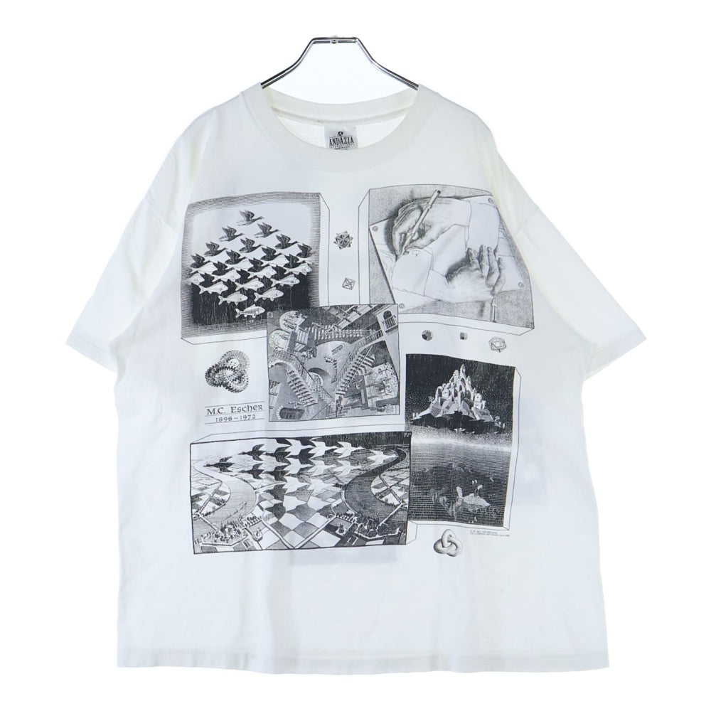 VINTAGE(ヴィンテージ) 90s M.C ESCHER エッシャー 両面プリント Tシャツ 半袖カットソーホワイト