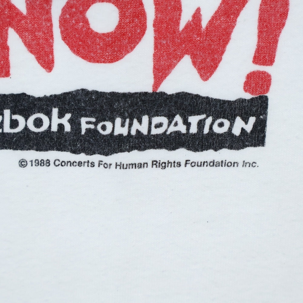 VINTAGE(ヴィンテージ) 80s HUMAN RIGHTS NOW WORLD TOUR 1988 REEBOK ヒューマンライツ ナウ ワールドツアー リーボック 世界人権宣言 半袖Tシャツ カットソー ホワイト