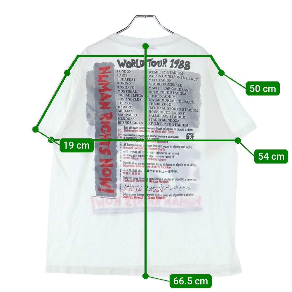 VINTAGE(ヴィンテージ) 80s HUMAN RIGHTS NOW WORLD TOUR 1988 REEBOK ヒューマンライツ ナウ ワールドツアー リーボック 世界人権宣言 半袖Tシャツ カットソー ホワイト