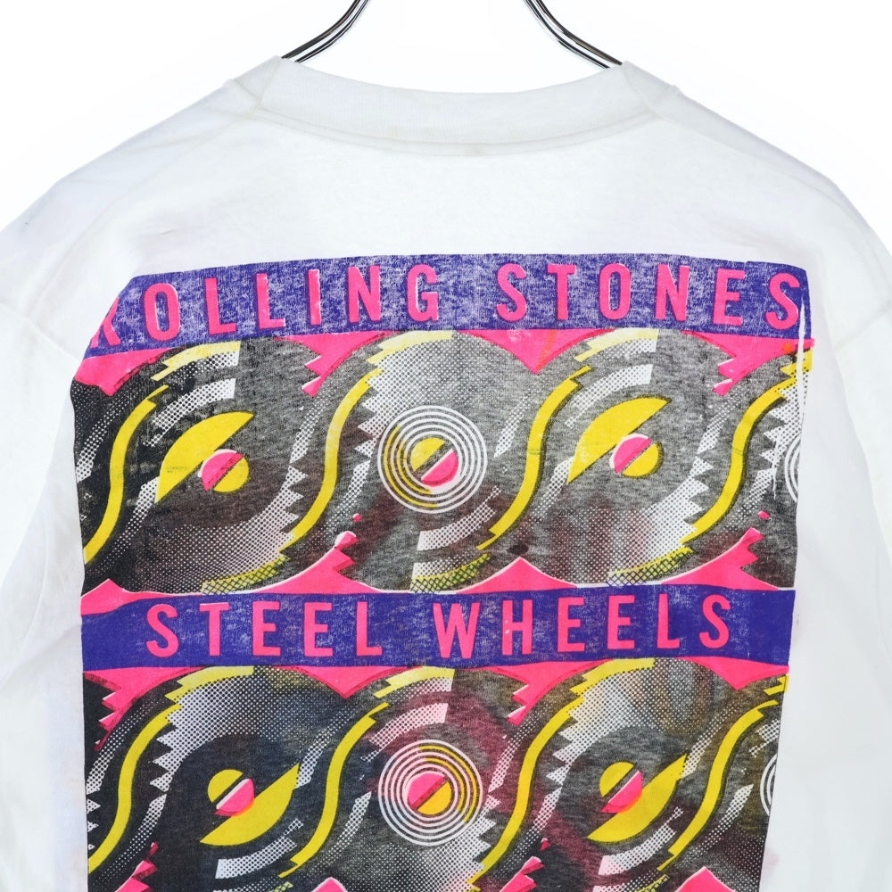 VINTAGE(ヴィンテージ) 80s THE ROLLING STONES STEEL WHEELS TOUR 1989 ローリング ストーンズ ラブ 半袖Tシャツ カットソー ホワイト