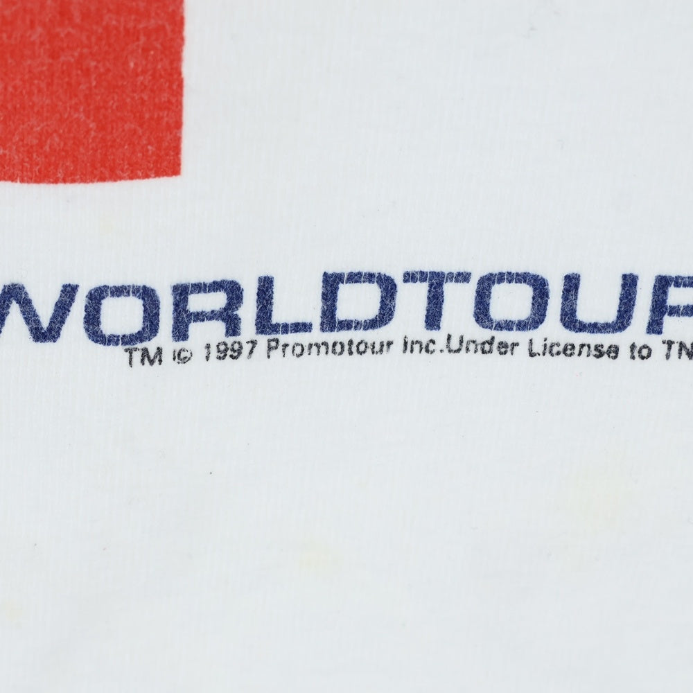 VINTAGE(ヴィンテージ) 90s THE ROLLING STONES BRIDGES TO BABYLON WORLD TOUR 1997 ローリング ストーンズ Vネック 半袖Tシャツ カットソー ホワイト