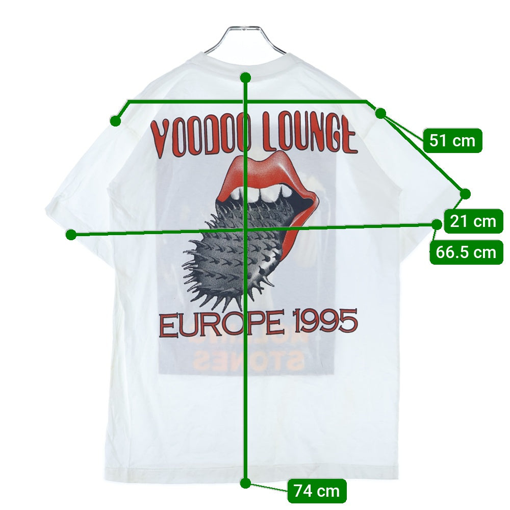VINTAGE(ヴィンテージ) 90s THE ROLLING STONES VOODOO LOUNGE EUROPE SPIKE TONGUE 1995 ローリング ストーンズ ヴードゥー ラウンジ 半袖Tシャツ カットソー ホワイト