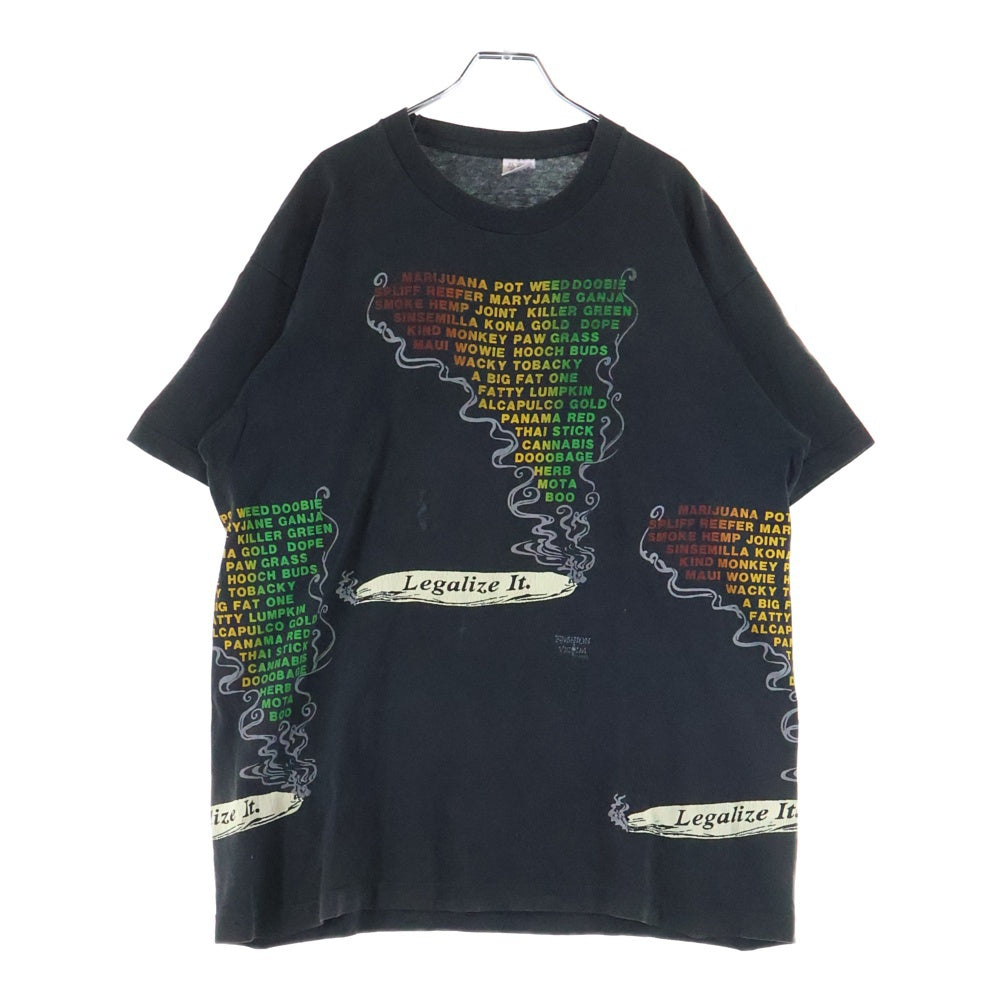 VINTAGE(ヴィンテージ) 90s FASHION VICTIM ファッションヴィクティム マリファナ ガンジャ Tシャツ 半袖カットソーブラック