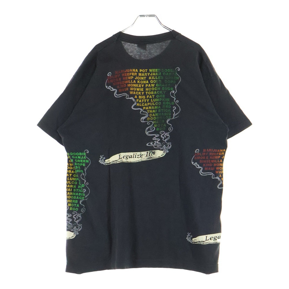 VINTAGE(ヴィンテージ) 90s FASHION VICTIM ファッションヴィクティム マリファナ ガンジャ Tシャツ 半袖カットソーブラック