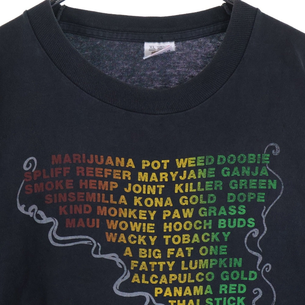 VINTAGE(ヴィンテージ) 90s FASHION VICTIM ファッションヴィクティム マリファナ ガンジャ Tシャツ 半袖カットソーブラック