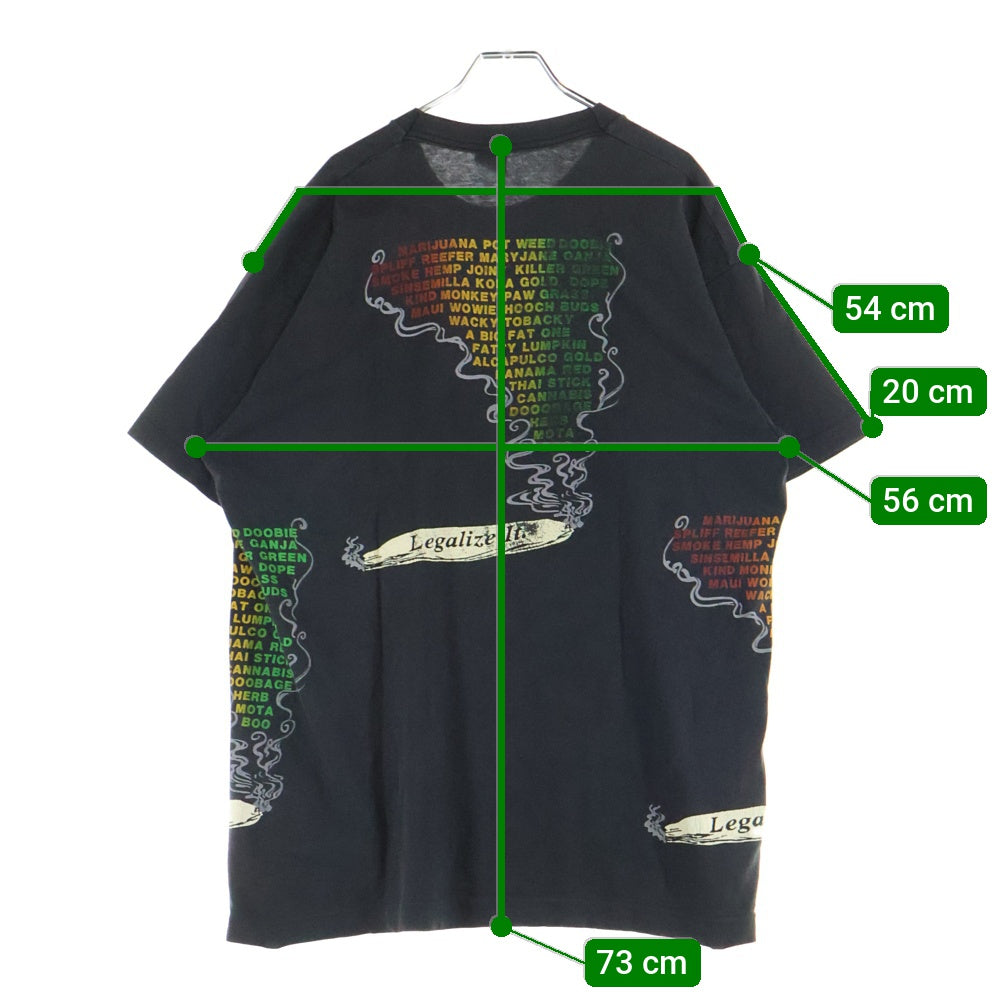 VINTAGE(ヴィンテージ) 90s FASHION VICTIM ファッションヴィクティム マリファナ ガンジャ Tシャツ 半袖カットソーブラック