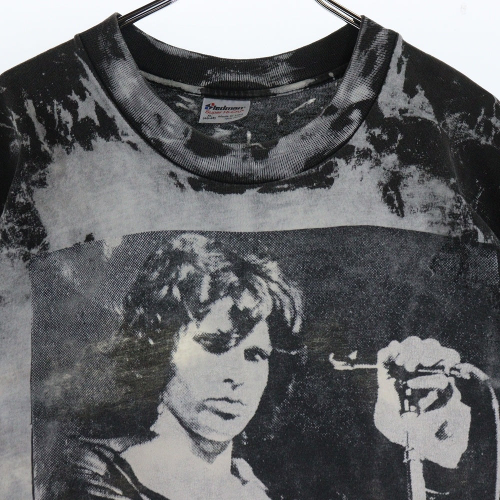 VINTAGE(ヴィンテージ) 90s JIM MORRISON OVER PRINT BLEACH ジムモリソン ブリーチ 半袖Tシャツ カットソー ブラック