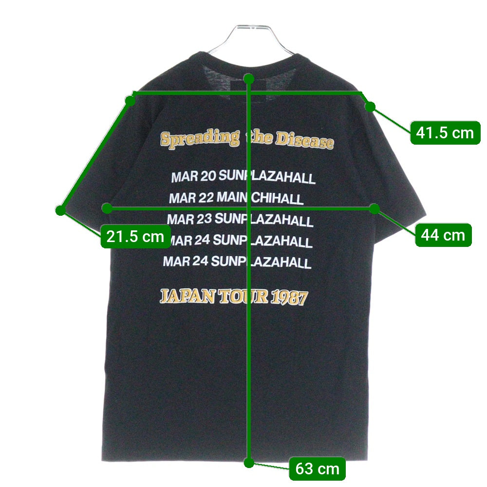 VINTAGE(ヴィンテージ) 80s ANTHRAX SKATE NOT MAN SPREDING THE DISEASE JAPAN TOUR 1987 アンスラックス スケート ノットマン 半袖Tシャツ カットソーブラック