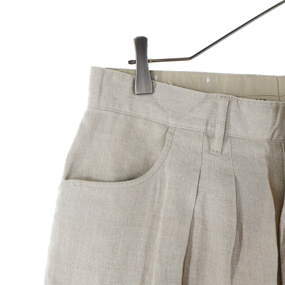 FARAH(ファーラー) ツータックワイドテーパード リネン スラックス FR0201-M4007 ベージュ