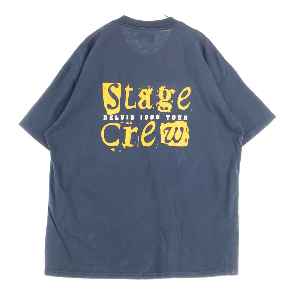 VINTAGE(ヴィンテージ) 90s STAGE CREW DELVIS 1998 TOUR ステージ クルー ツアー バンド 半袖Tシャツ カットソー ブラック