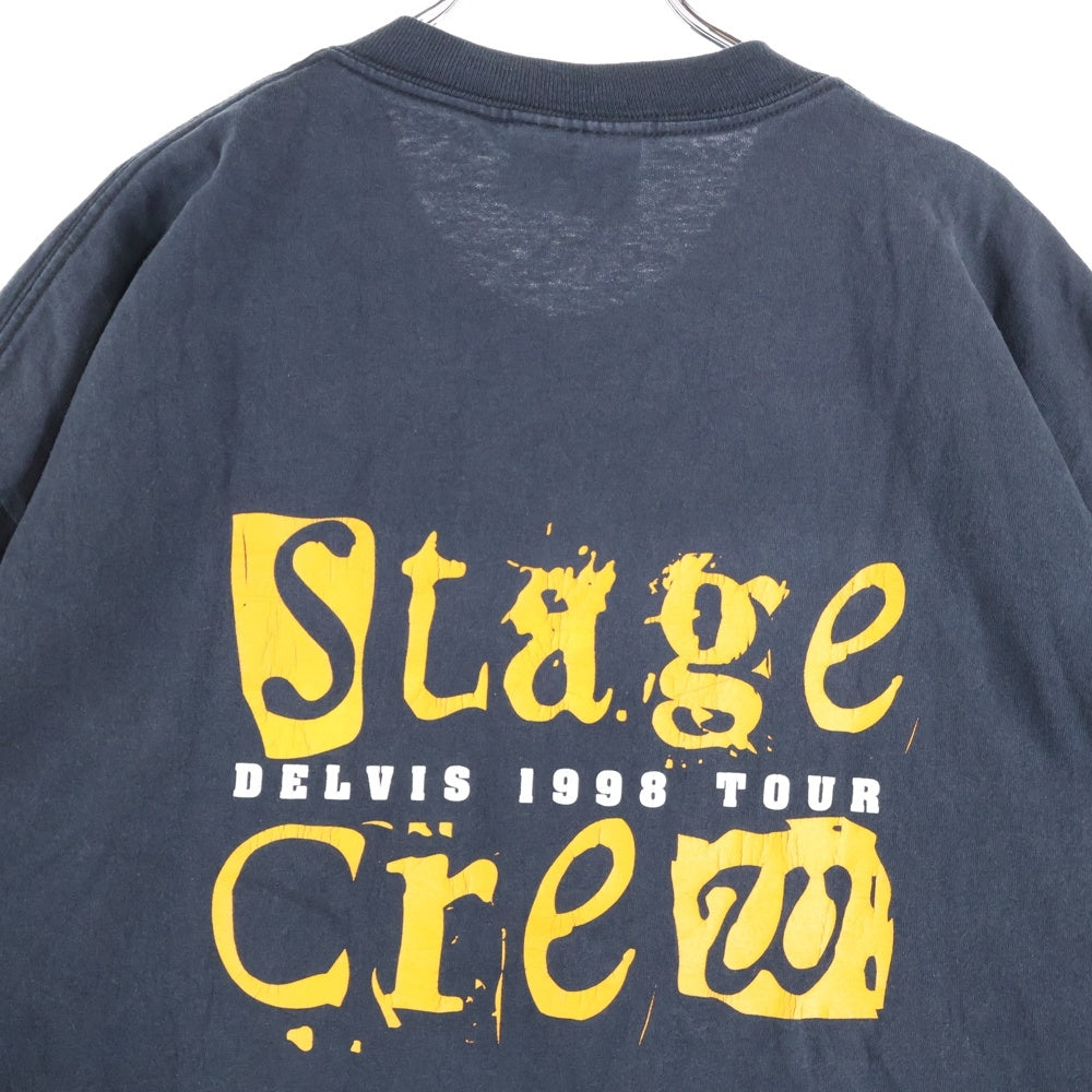 VINTAGE(ヴィンテージ) 90s STAGE CREW DELVIS 1998 TOUR ステージ クルー ツアー バンド 半袖Tシャツ カットソー ブラック