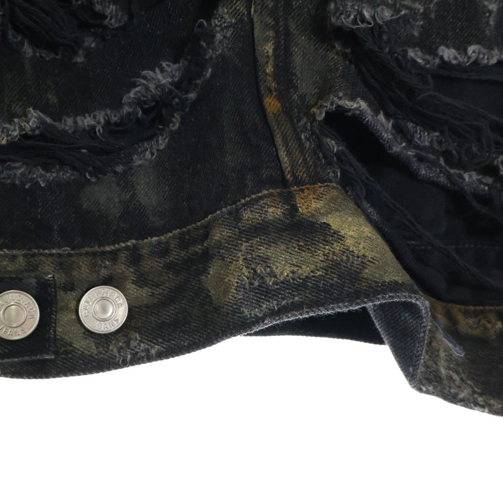 BALENCIAGA(バレンシアガ) 23SS SUPER DESTROYED DENIM JACKET スーパーデストロイドデニムジャケット ブラック 748022 TBP47
