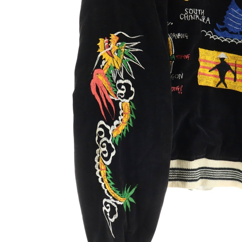VINTAGE(ヴィンテージ) 50-60s SOUVENIR JACKET 別珍 ベトナム刺繍 龍 竜 スカジャン ブラック