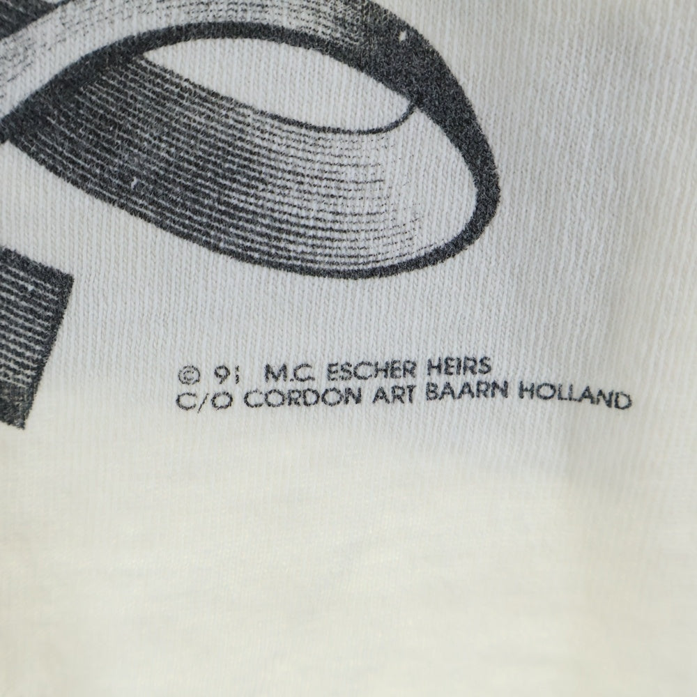 VINTAGE(ヴィンテージ) 90s M.C. Escher エッシャー マルチプリント 両面 アーム プリント Tシャツ 長袖カットソー ホワイト
