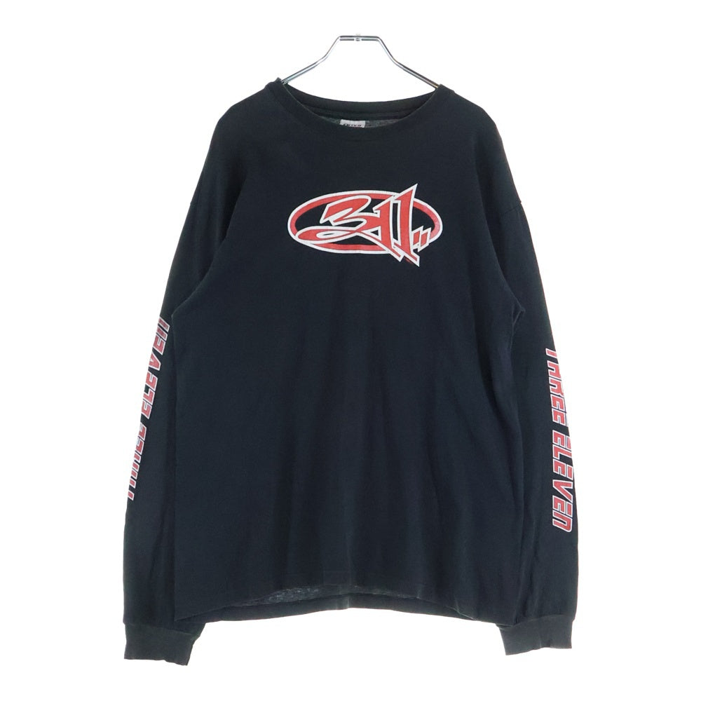 VINTAGE(ヴィンテージ) 90s THREE ELEVEN LOGO L/S スリーイレブン アーム プリント Tシャツ 長袖カットソー ブラック