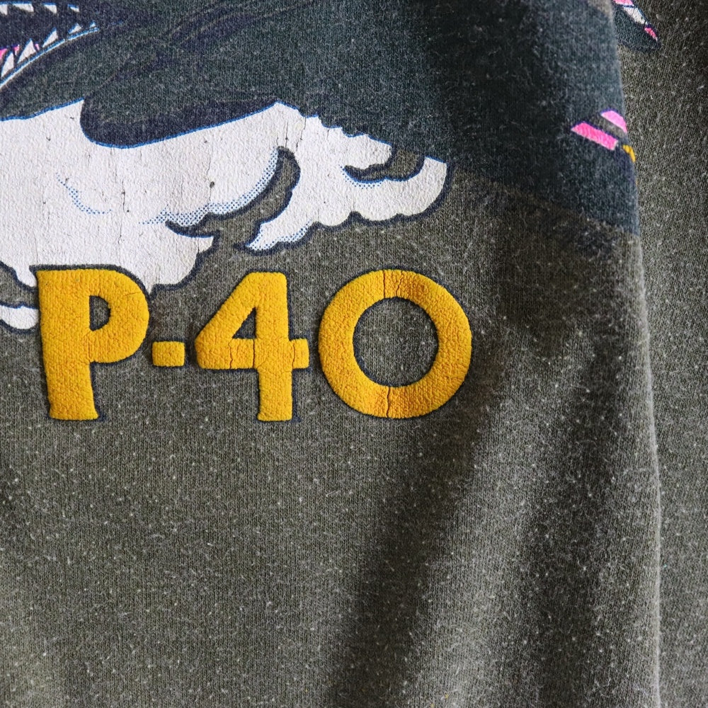 VINTAGE(ヴィンテージ) 90s VICTORY P-40 PIN UP GIRL ピンナップ ガール ヴィクトリー フロント プリント Tシャツ 半袖カットソー カーキ