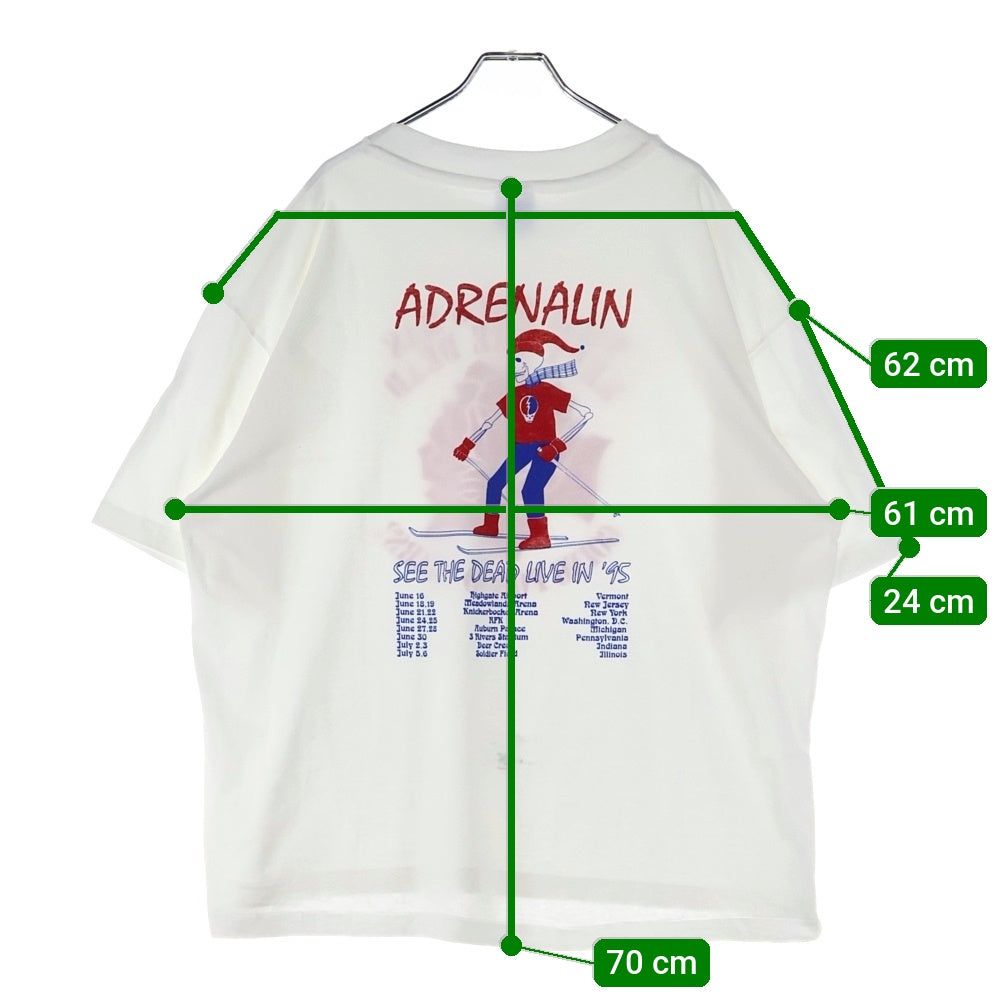 VINTAGE(ヴィンテージ) 90s GRATEFUL DEAD ADRENALIN SEE THE DEAD LIVE IN 1995 グレイトフル・デッド アドレナリン シー・ザ・デッド ライブ・イン Tシャツ 半袖カットソー ホワイト