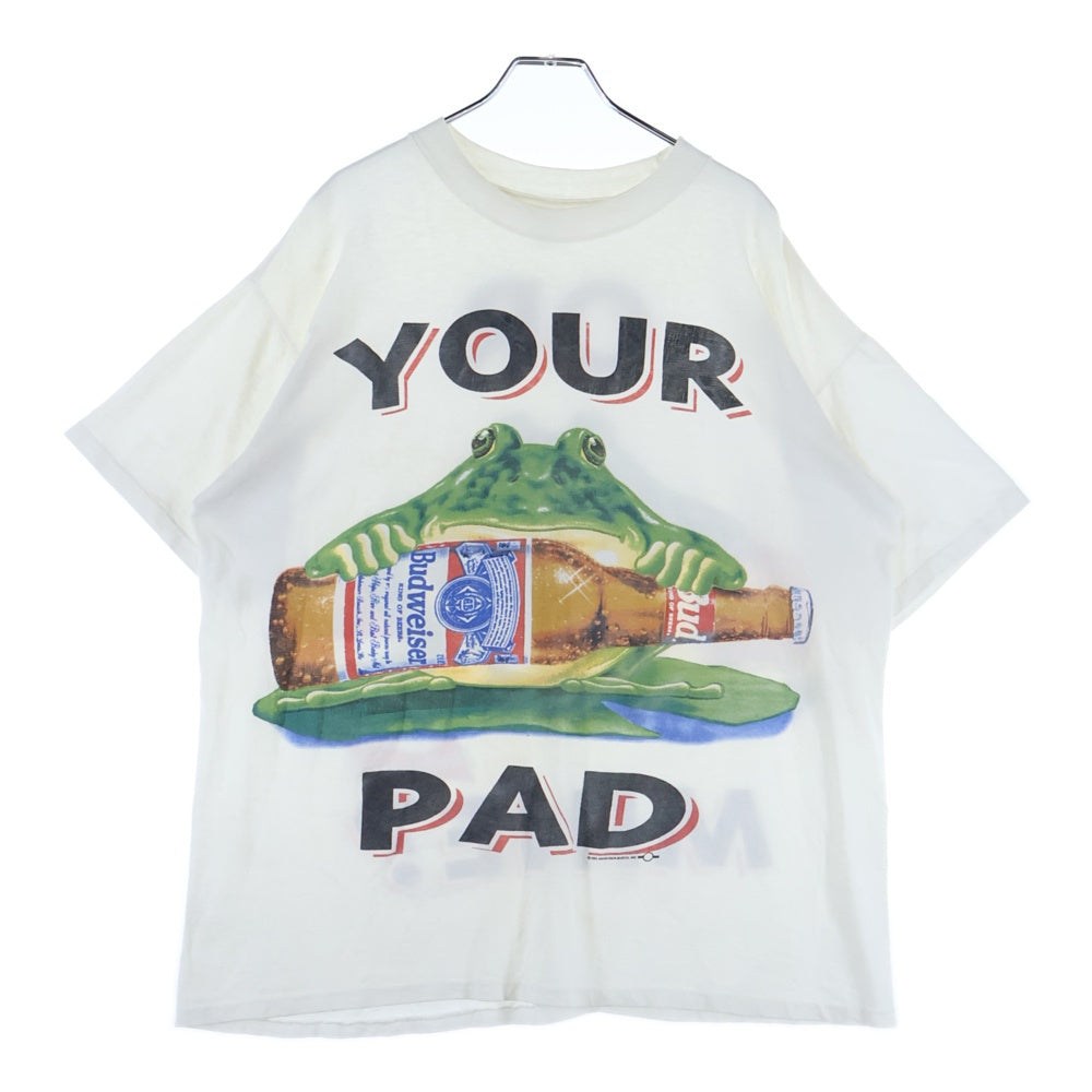 VINTAGE(ヴィンテージ) 90s BUDWEISER YOUR PAD OR MINE? 1995 バドワイザー ビール カエル 両面プリント 半袖Tシャツ カットソー ホワイト
