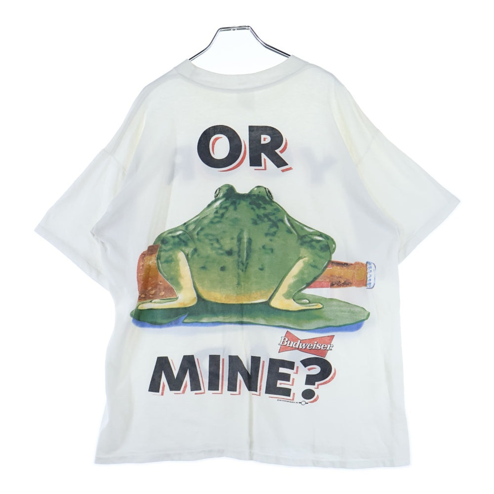 VINTAGE(ヴィンテージ) 90s BUDWEISER YOUR PAD OR MINE? 1995 バドワイザー ビール カエル 両面プリント 半袖Tシャツ カットソー ホワイト