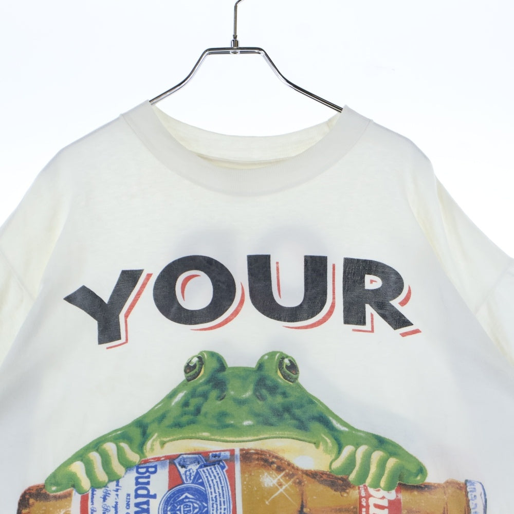 VINTAGE(ヴィンテージ) 90s BUDWEISER YOUR PAD OR MINE? 1995 バドワイザー ビール カエル 両面プリント 半袖Tシャツ カットソー ホワイト