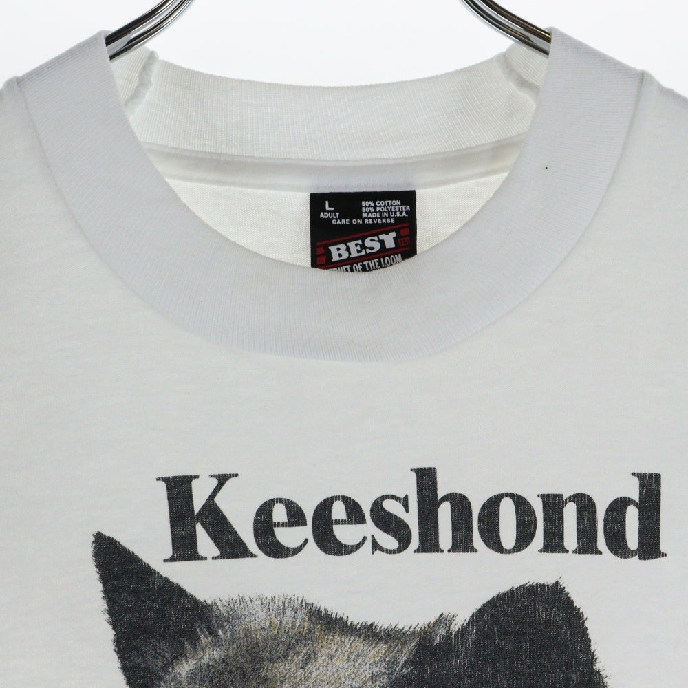 VINTAGE(ヴィンテージ) 90s KEESHOND DOG キースホンド 犬 半袖Tシャツ カットソー ホワイト