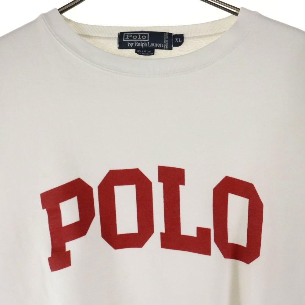 POLO RALPH LAUREN(ポロラルフローレン) 90s POLO LOGO PRINT フロント ロゴプリント スウェット トレーナー ホワイト